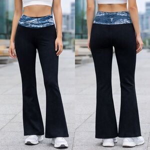 DYLN Revolution Pant XS Black‎ Blue Flare Yoga Reversible Athleisure Workout